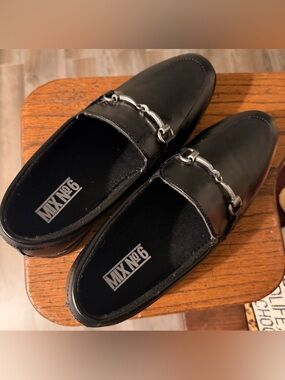 Mix No. 6 Black Slip-On Loafers with Silver Horsebit